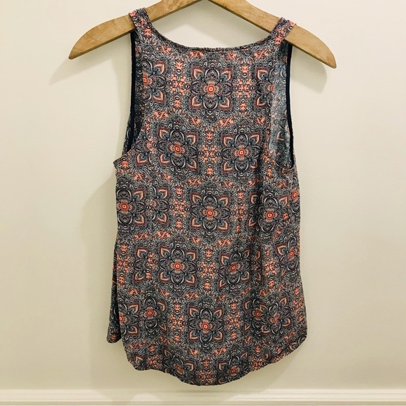Joie Silk Tank Top small blue coral medallion paisley - Picture 2 of 6